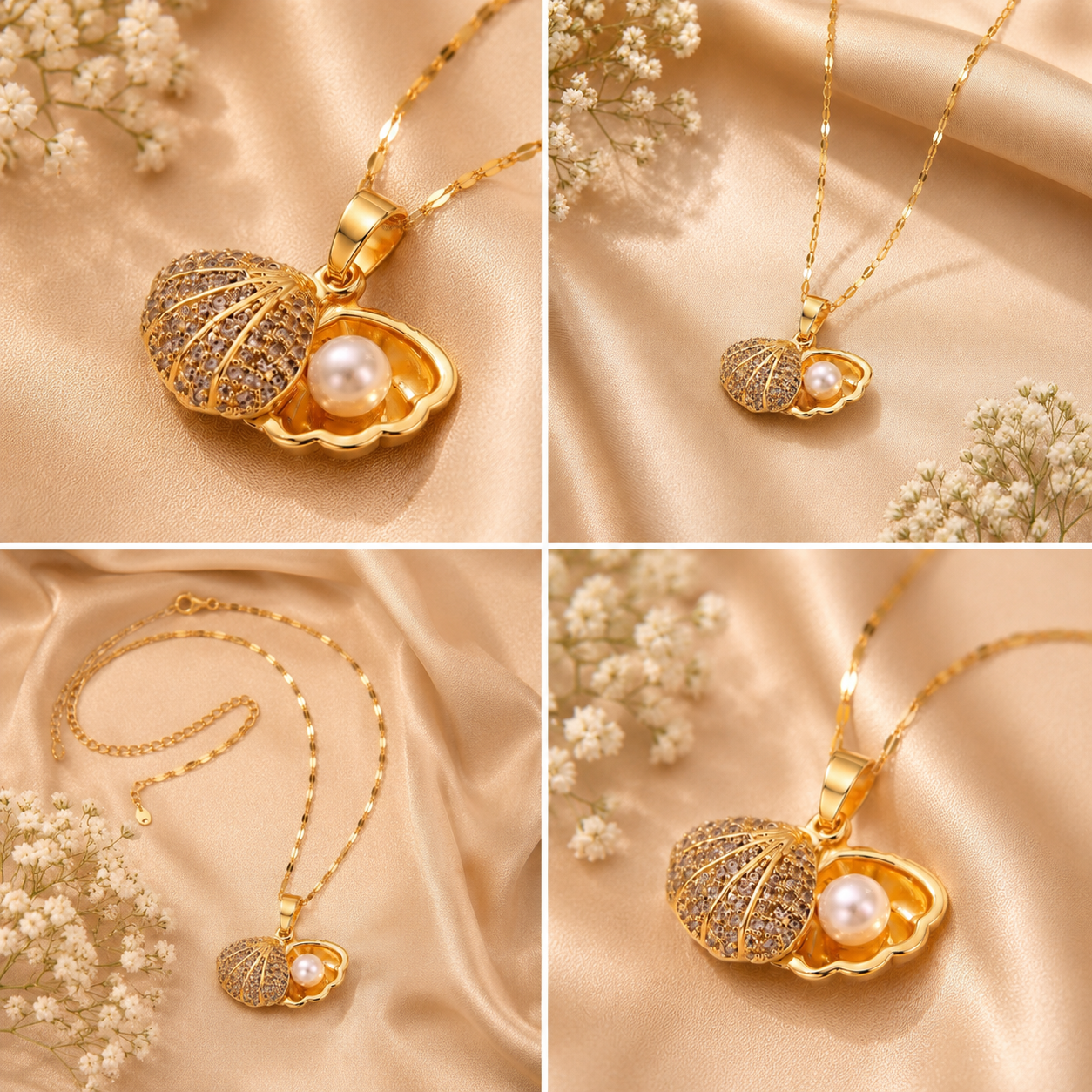 Sea Shell Pearl Necklace