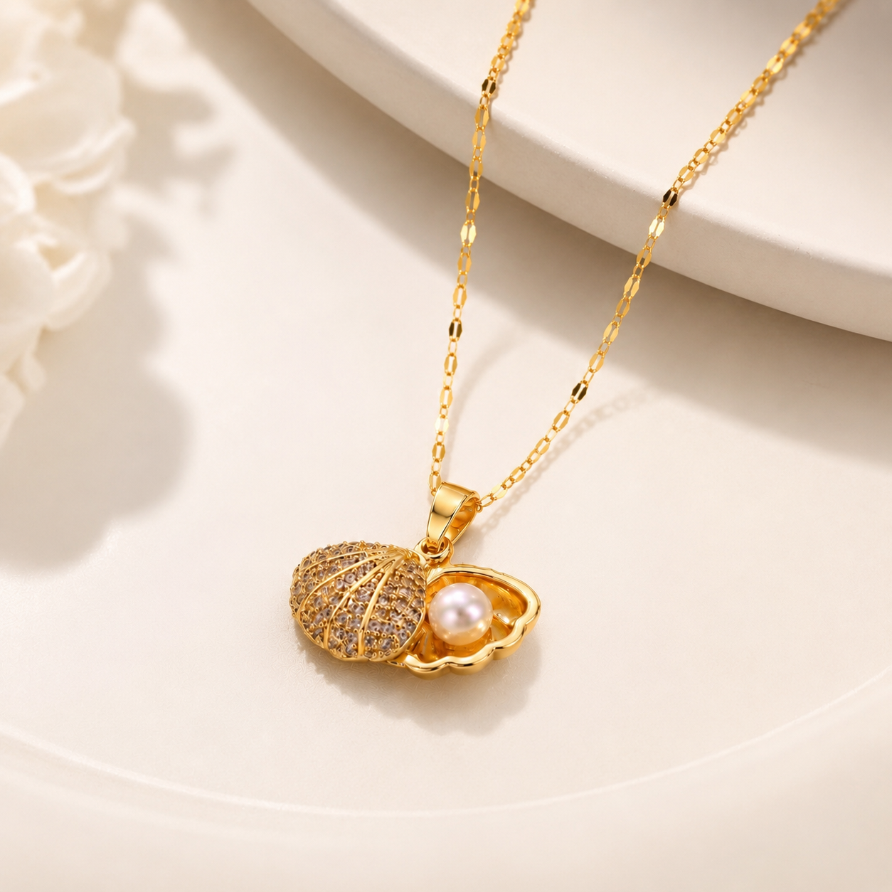 Sea Shell Pearl Necklace