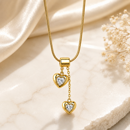 Twin Drop Heart Pendant