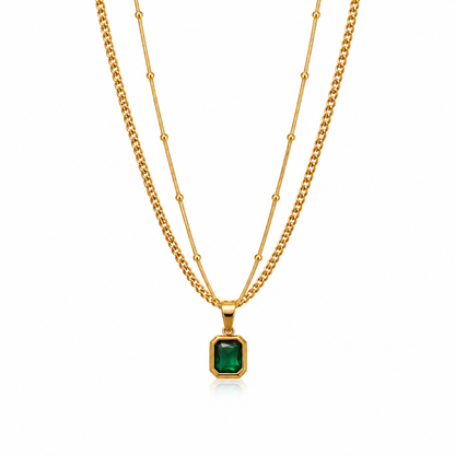 Emerald Duet Charm Necklace