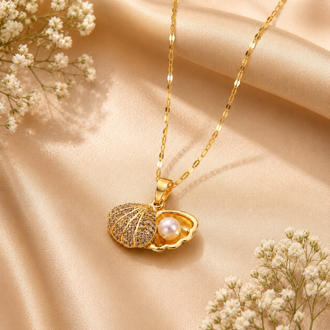 Sea Shell Pearl Necklace